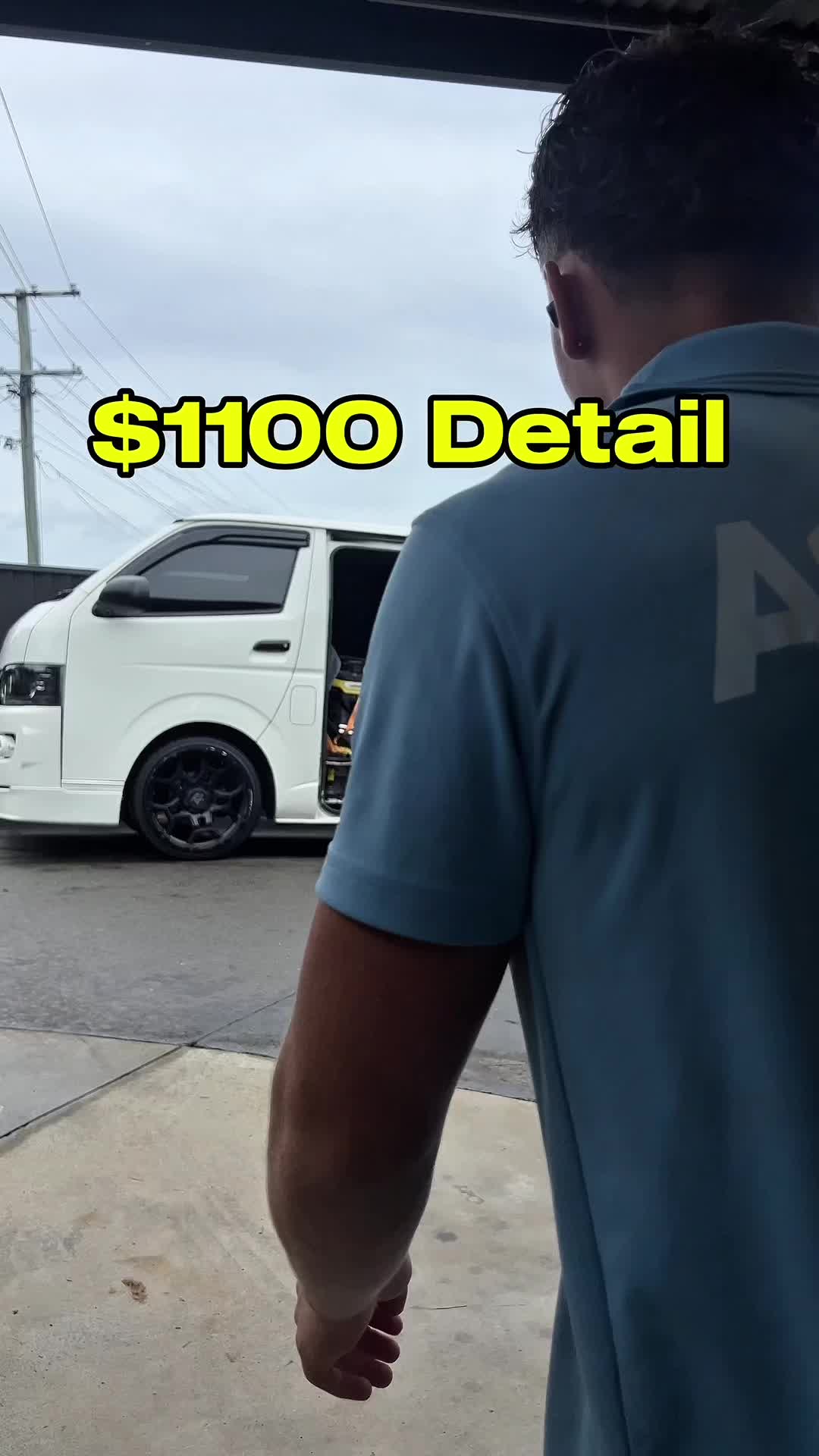A1 branded van with Beau in the foreground